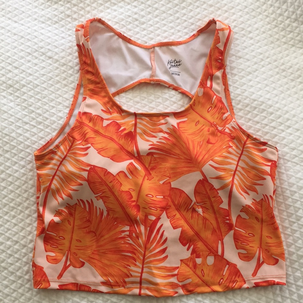 Kortni Jeane Orange Leaf swim top